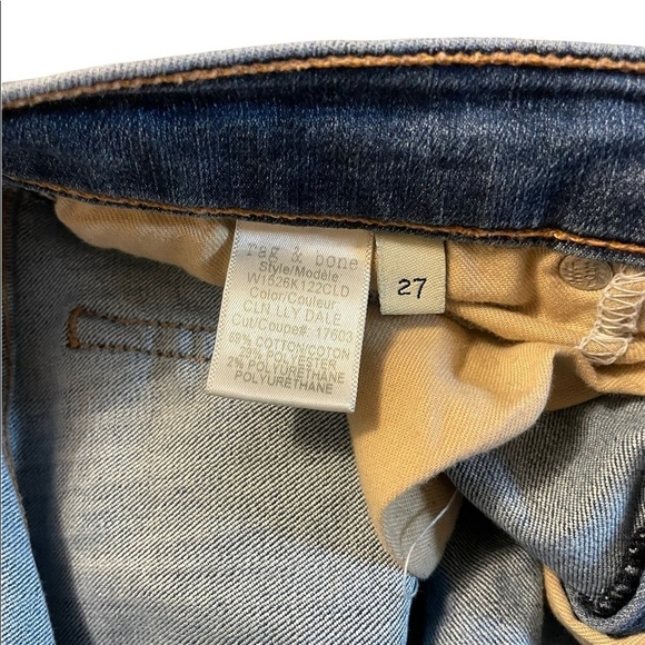 Rag & Bone Dale Medium Wash Raw Edge Release Hem Ankle Skinny Jeans - Picture 8 of 9